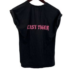 Joseph‎ Ekstrom for NA-KD Easy Tiger Back Print Black Tee Shirt Size XS